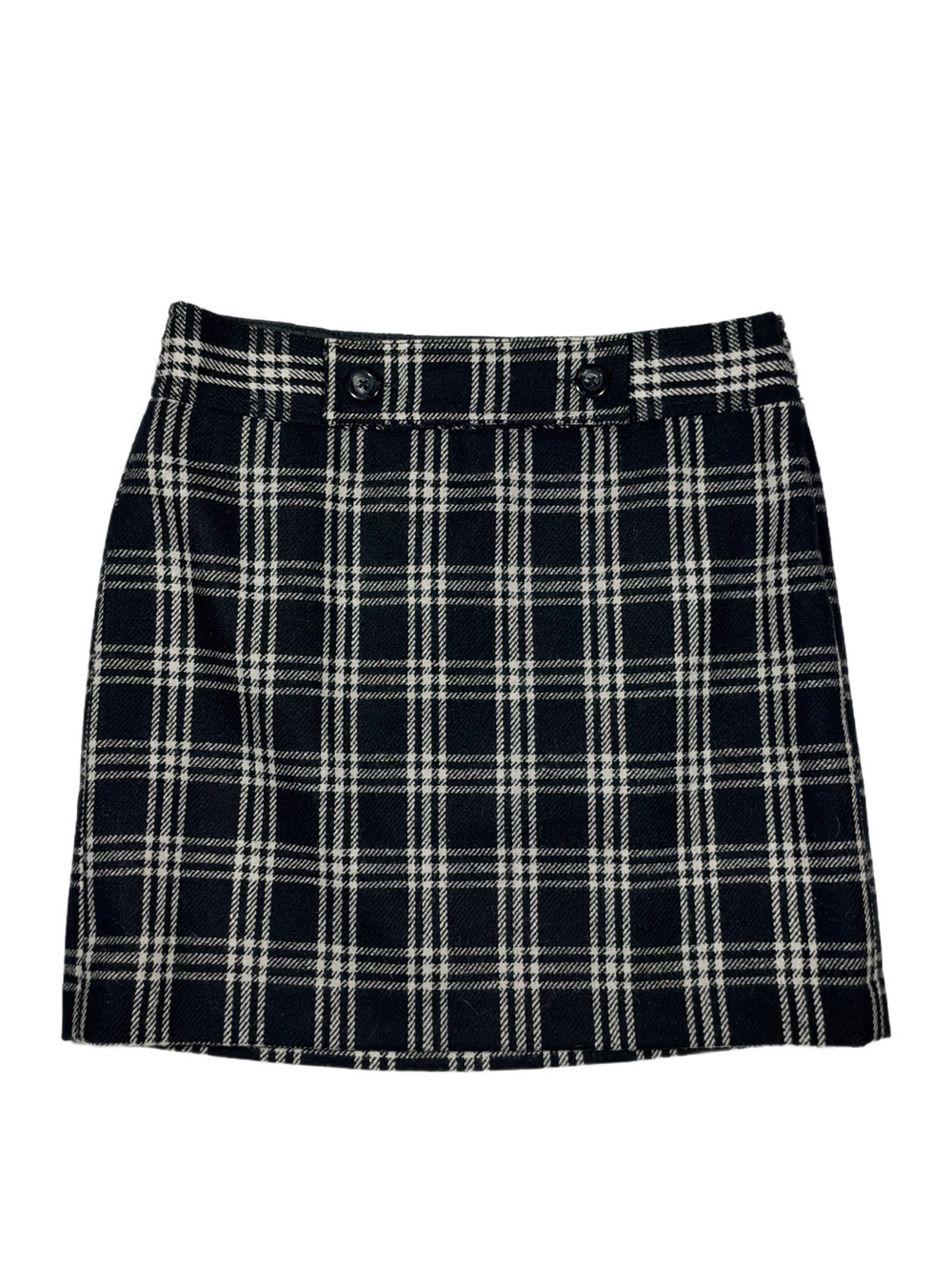vintage LOFT Black and White Plaid Fully Lined Mini Skirt